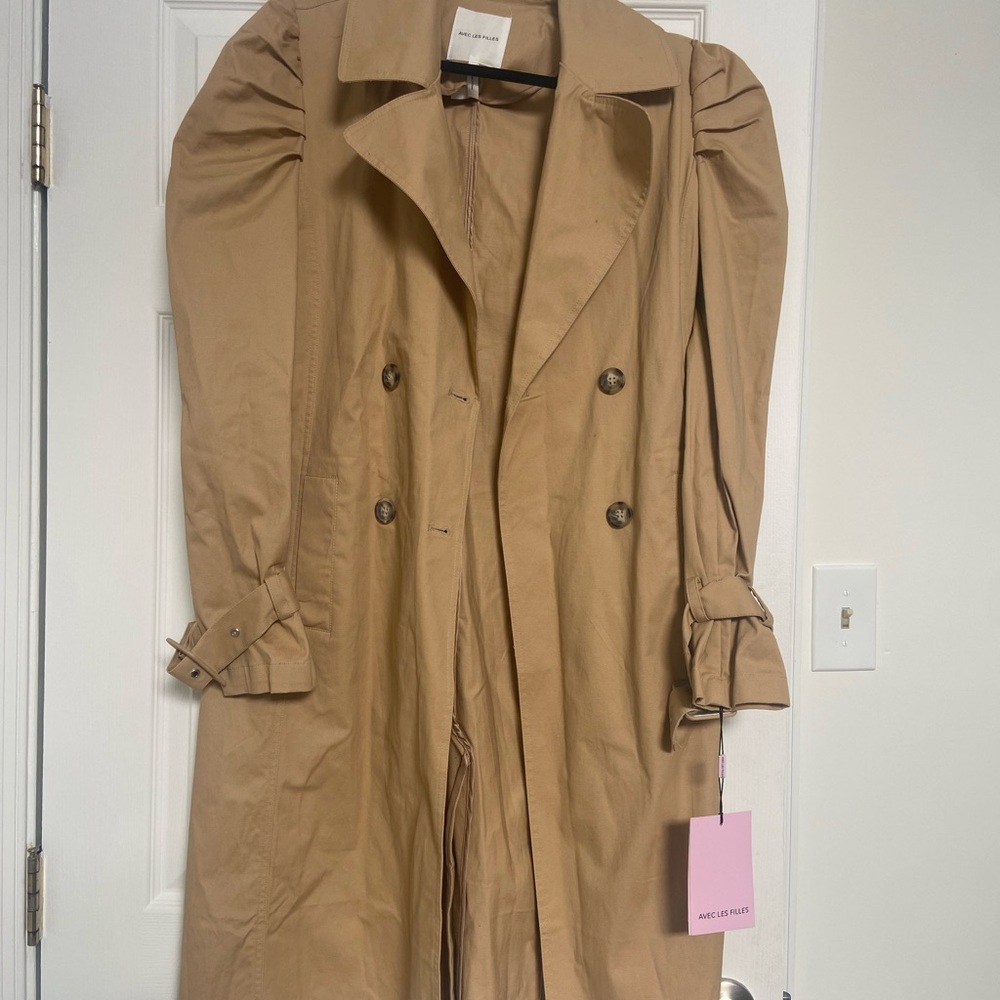 Avec Les Filles S NWT Beige Trench Coat Academia Capsule Chic French 90s